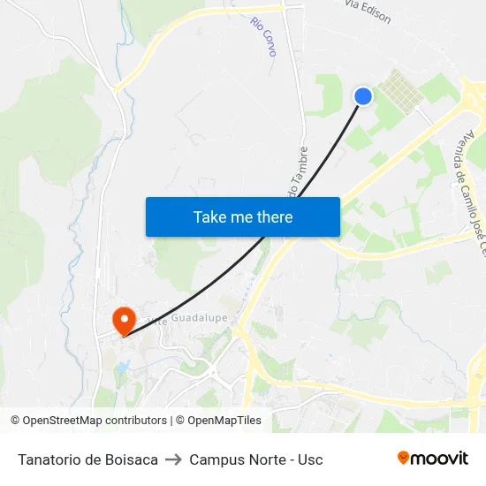 Tanatorio de Boisaca to Campus Norte - Usc map