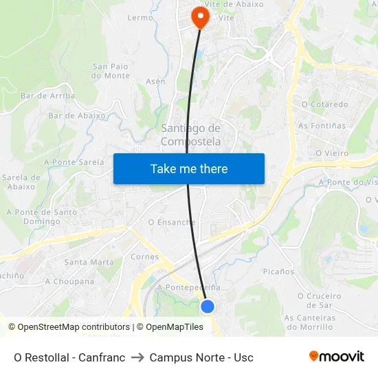 O Restollal - Canfranc to Campus Norte - Usc map