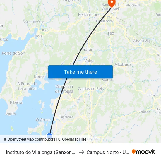 Instituto de Vilalonga (Sanxenxo) to Campus Norte - Usc map