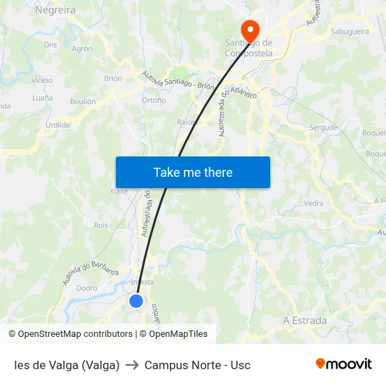 Ies de Valga (Valga) to Campus Norte - Usc map