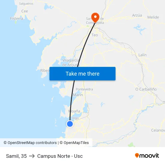 Samil, 35 to Campus Norte - Usc map