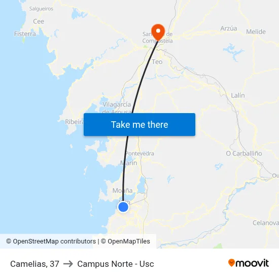 Camelias, 37 to Campus Norte - Usc map