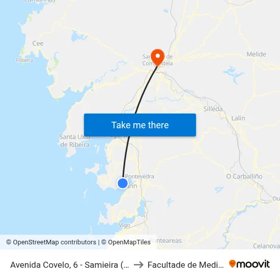 Avenida Covelo, 6 - Samieira (Poio) to Facultade de Medicina map