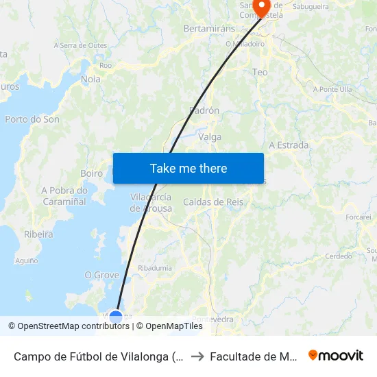 Campo de Fútbol de Vilalonga (Sanxenxo) to Facultade de Medicina map