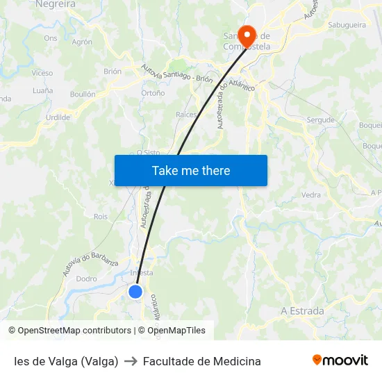 Ies de Valga (Valga) to Facultade de Medicina map