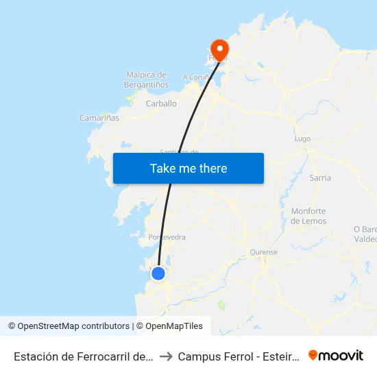 Estación de Ferrocarril de Guixar to Campus Ferrol - Esteiro - Udc map