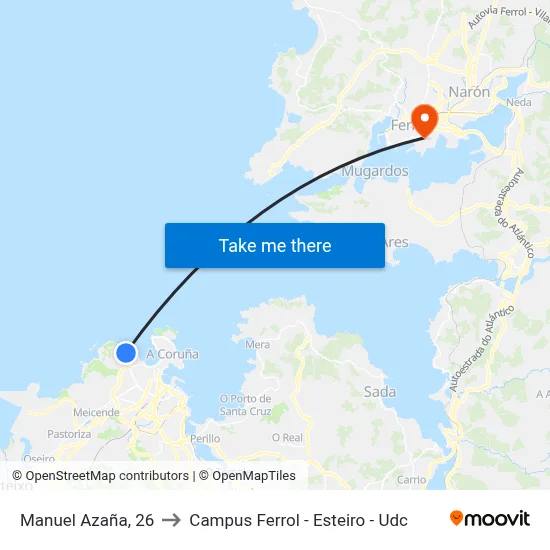 Manuel Azaña, 26 to Campus Ferrol - Esteiro - Udc map
