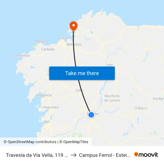 Travesía da Vía Vella, 119 (Scania) to Campus Ferrol - Esteiro - Udc map