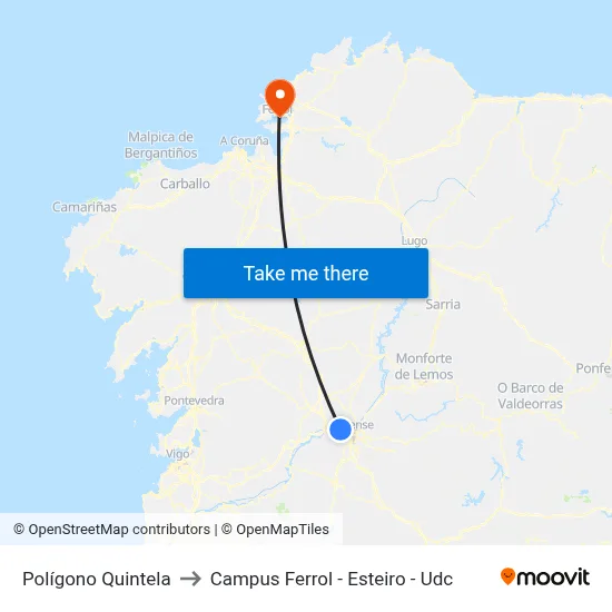 Polígono Quintela to Campus Ferrol - Esteiro - Udc map