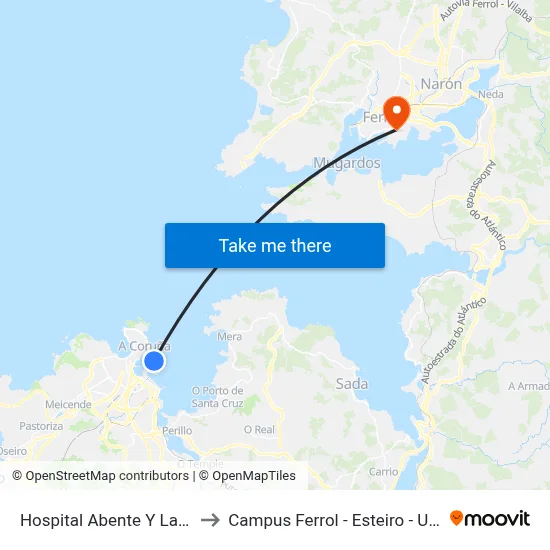 Hospital Abente Y Lago to Campus Ferrol - Esteiro - Udc map