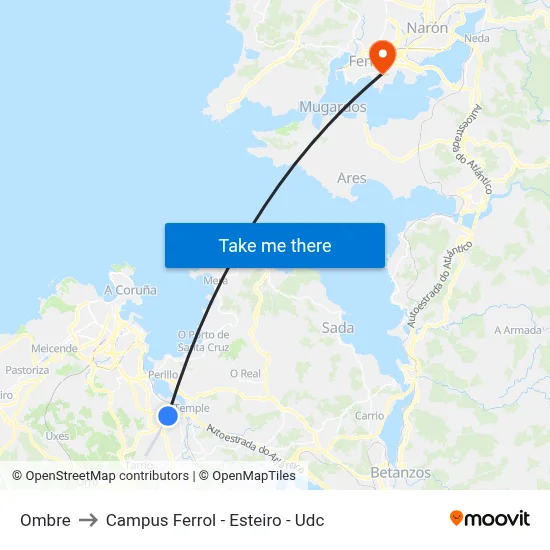 Ombre to Campus Ferrol - Esteiro - Udc map