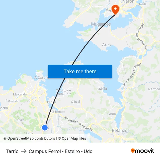 Tarrío to Campus Ferrol - Esteiro - Udc map