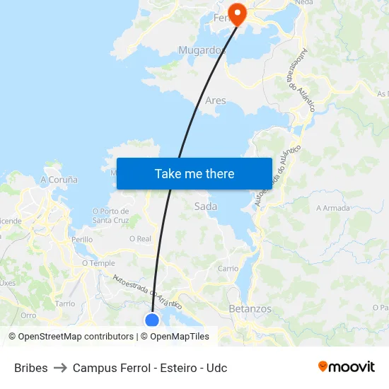 Bribes to Campus Ferrol - Esteiro - Udc map