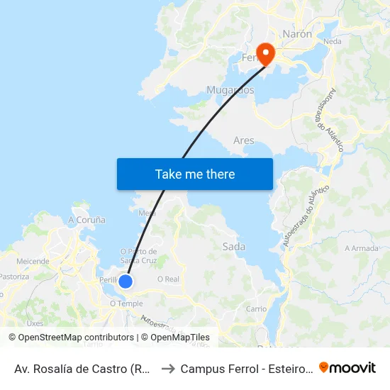 Av. Rosalía de Castro (Rampla) to Campus Ferrol - Esteiro - Udc map