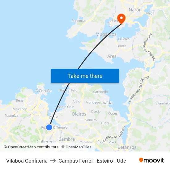 Vilaboa Confiteria to Campus Ferrol - Esteiro - Udc map