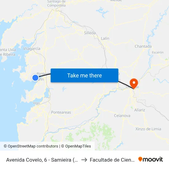 Avenida Covelo, 6 - Samieira (Poio) to Facultade de Ciencias map