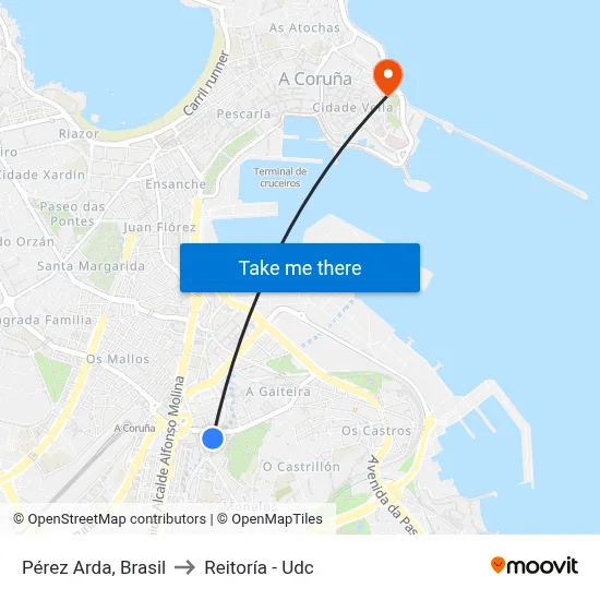 Pérez Arda,  Brasil to Reitoría - Udc map