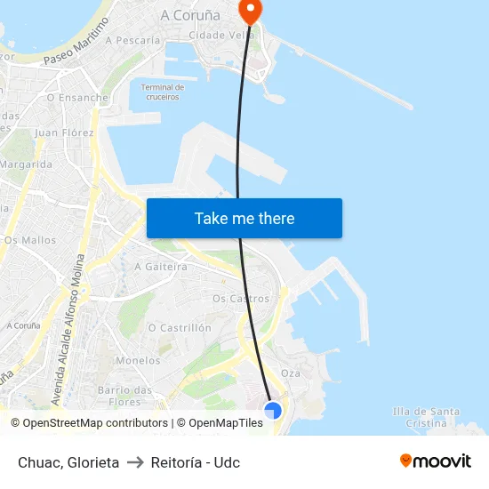 Chuac, Glorieta to Reitoría - Udc map