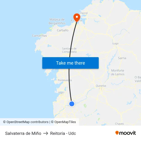 Salvaterra de Miño to Reitoría - Udc map