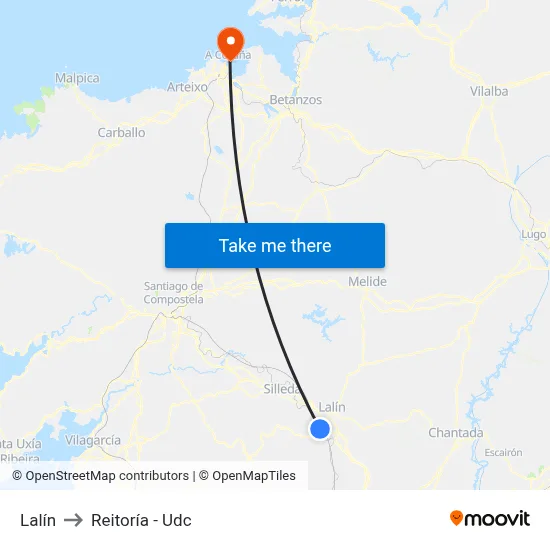 Lalín to Reitoría - Udc map