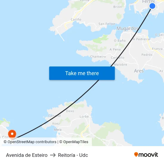 Avenida de Esteiro to Reitoría - Udc map