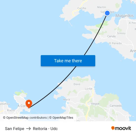 San Felipe to Reitoría - Udc map