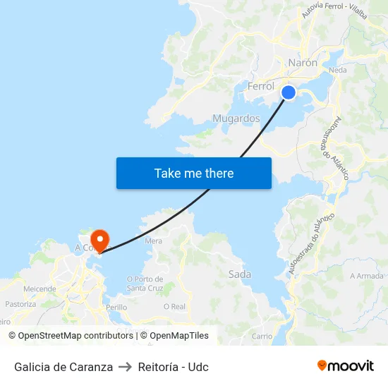 Galicia de Caranza to Reitoría - Udc map