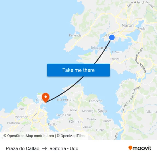 Praza do Callao to Reitoría - Udc map
