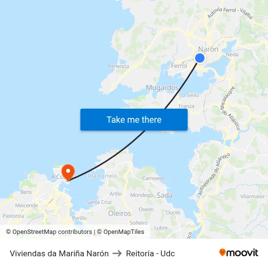 Viviendas da Mariña Narón to Reitoría - Udc map