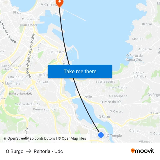 O Burgo to Reitoría - Udc map