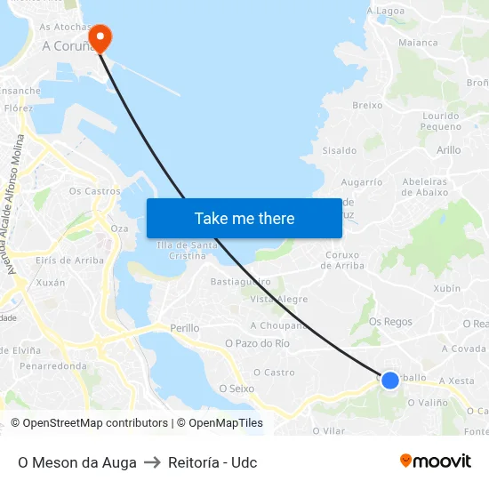O Meson da Auga to Reitoría - Udc map