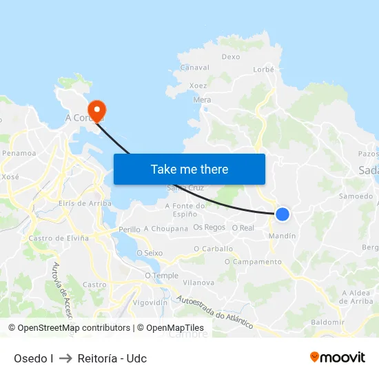 Osedo I to Reitoría - Udc map
