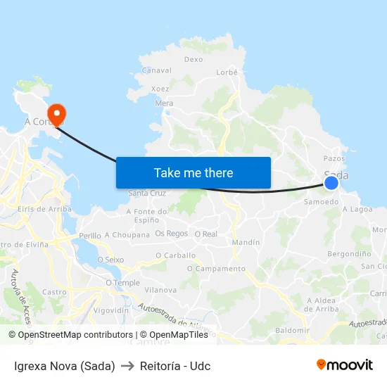 Igrexa Nova to Reitoría - Udc map