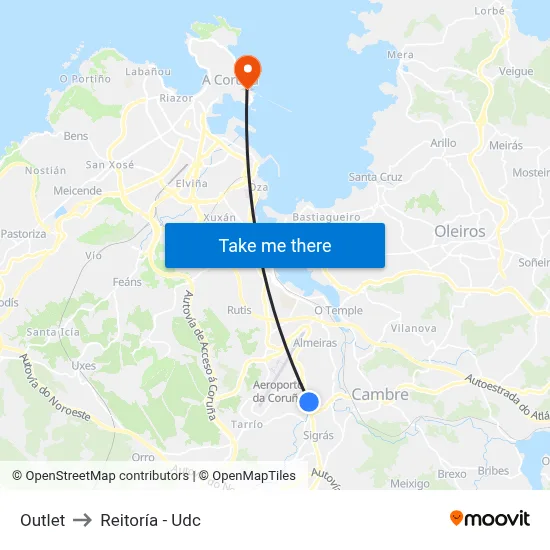 Outlet to Reitoría - Udc map
