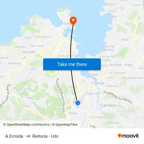 A Ermida to Reitoría - Udc map