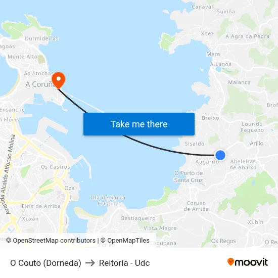 O Couto (Dorneda) to Reitoría - Udc map