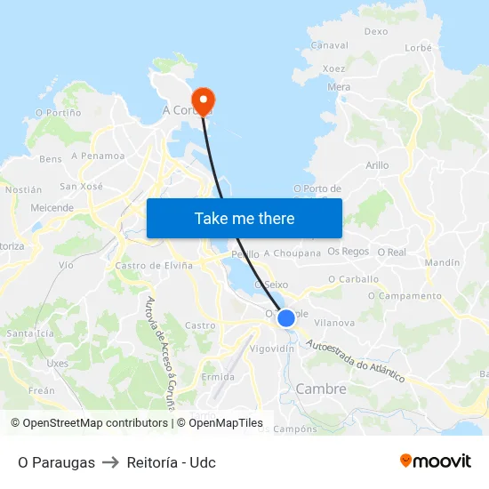 O Paraugas to Reitoría - Udc map