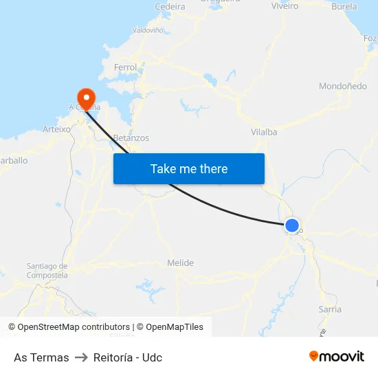 As Termas to Reitoría - Udc map