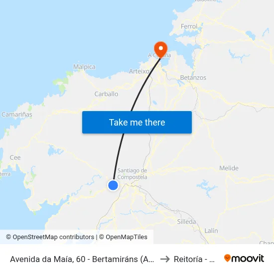 Avenida da Maía, 60 - Bertamiráns (Ames) to Reitoría - Udc map
