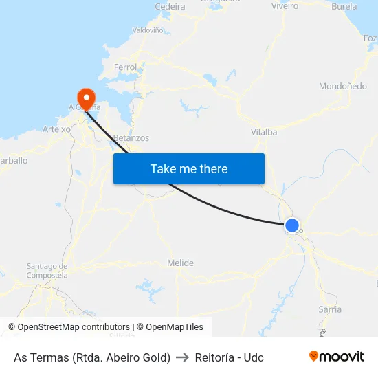 As Termas (Rtda. Abeiro Gold) to Reitoría - Udc map
