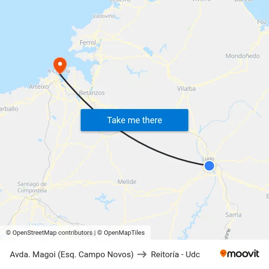 Avda. Magoi (Esq. Campo Novos) to Reitoría - Udc map