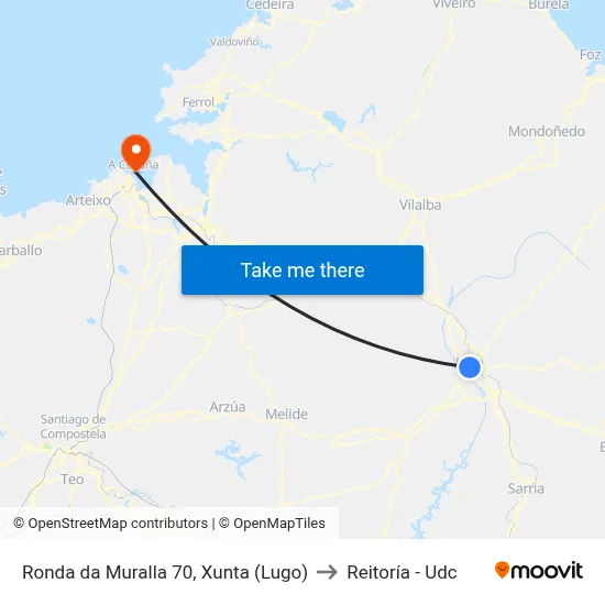 Ronda da Muralla 70, Xunta (Lugo) to Reitoría - Udc map