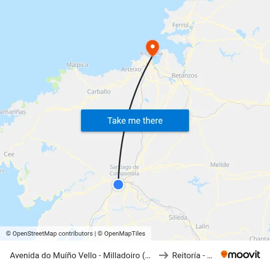 Avenida do Muíño Vello - Milladoiro (Ames) to Reitoría - Udc map