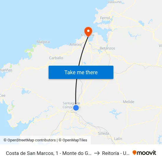 Costa de San Marcos, 1 - Monte do Gozo to Reitoría - Udc map