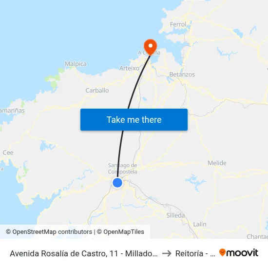 Avenida Rosalía de Castro, 11 - Milladoiro (Ames) to Reitoría - Udc map