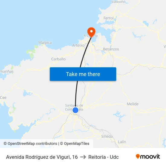 Avenida Rodríguez de Viguri, 16 to Reitoría - Udc map