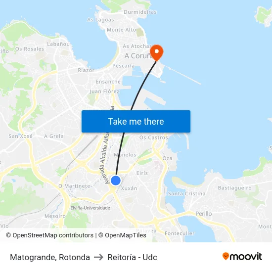 Matogrande, Rotonda to Reitoría - Udc map