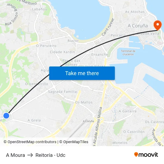 A Moura to Reitoría - Udc map