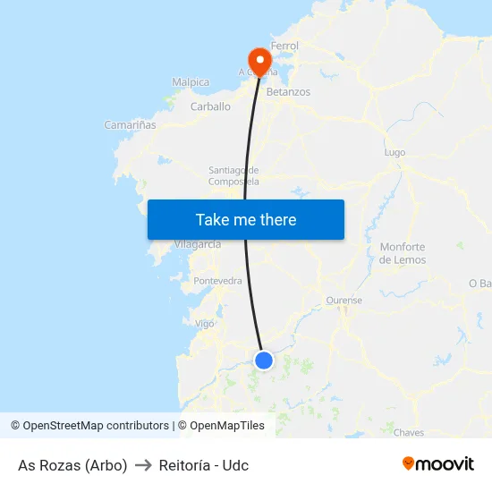 As Rozas (Arbo) to Reitoría - Udc map