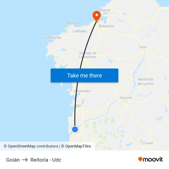 Goián to Reitoría - Udc map